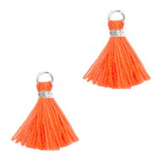 Mini Quaste Ibiza Style 1cm Silver-neon orange